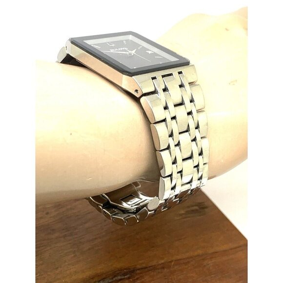 Bulova Men's Watch 96D145 Diamond Black Dial Silver Stainless Steel Quartz CHIP - Picture 12 of 14